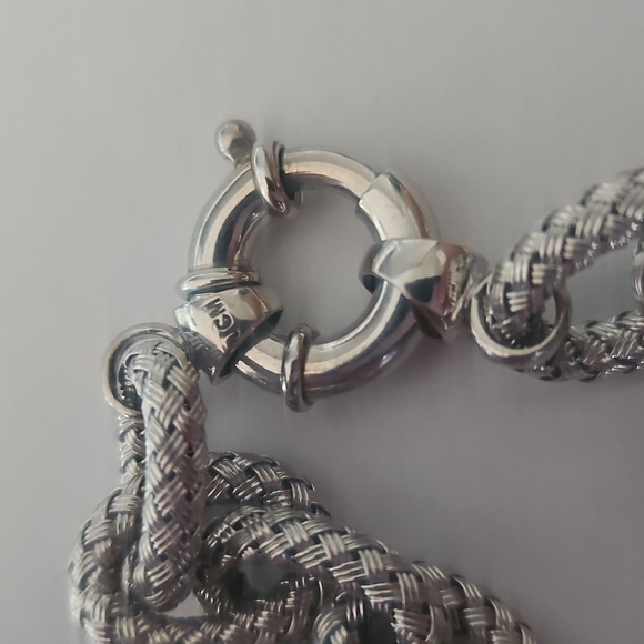 Elegant JCM Italian Sterling Silver Woven Chain Link Bracelet - Picture 4 of 6